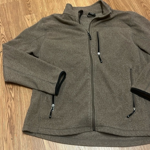 SOLARIS Men's Fleece Jacket Full Zip 3 Pockets Light Brown Large - Picture 2 of 7